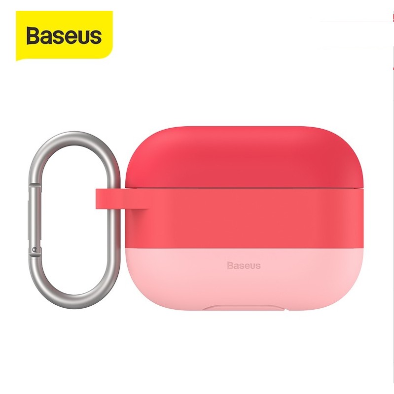 Ốp bảo vệ Baseus silicon có móc treo nhiều màu cho hộp sạc tai nghe bluetooth Airpods Pro TWS