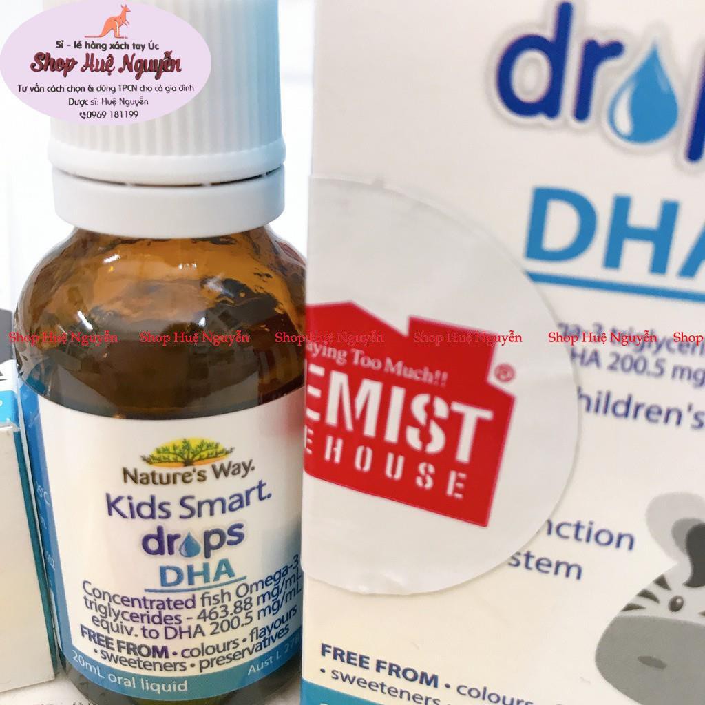DHA Nature's Way Kids Smart Drops, giúp bé phát triển trí não thông minh, nhanh biết nói, siro Dha Úc lọ 20ml