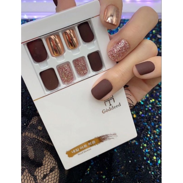 NailBox 195 CHOCOLATE - {Sẵn Keo sau móng} - HỘP 30 MÓNG DÁN CAO CẤP GODDEED BỘ SƯU TẬP MÓNG DÁN CAO CẤP