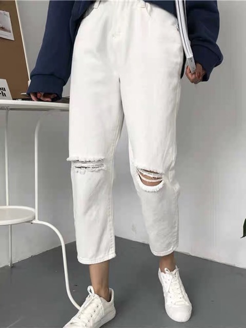 [Mã FAMARAL1 giảm 10K đơn 50K] Quần kaki nữ chun lỡ rách KAN0319
