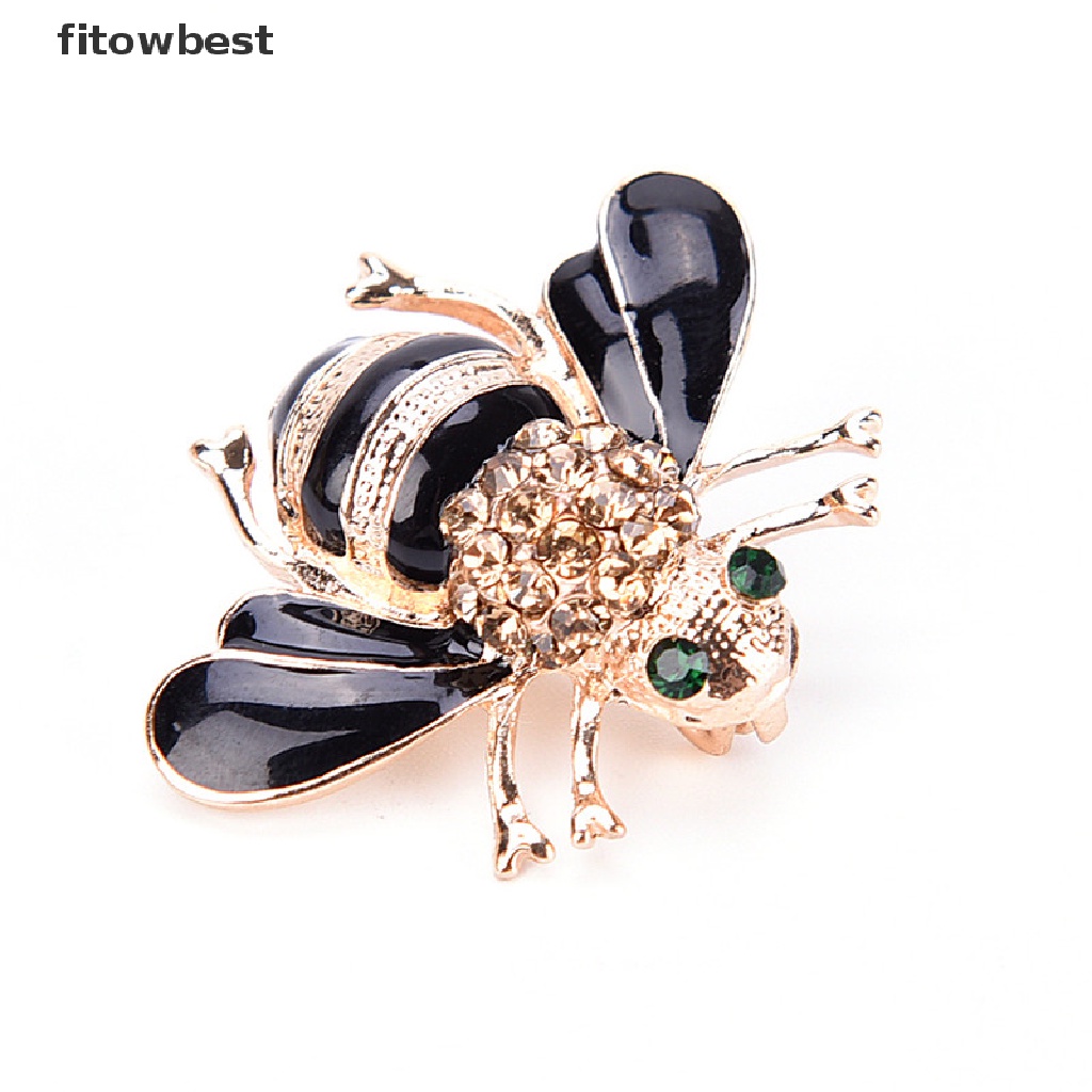 Ftvn Fashion Bee Brooch Elegant Gold Plated Crystal Rhinestone Party Brooch Jewelry QDD