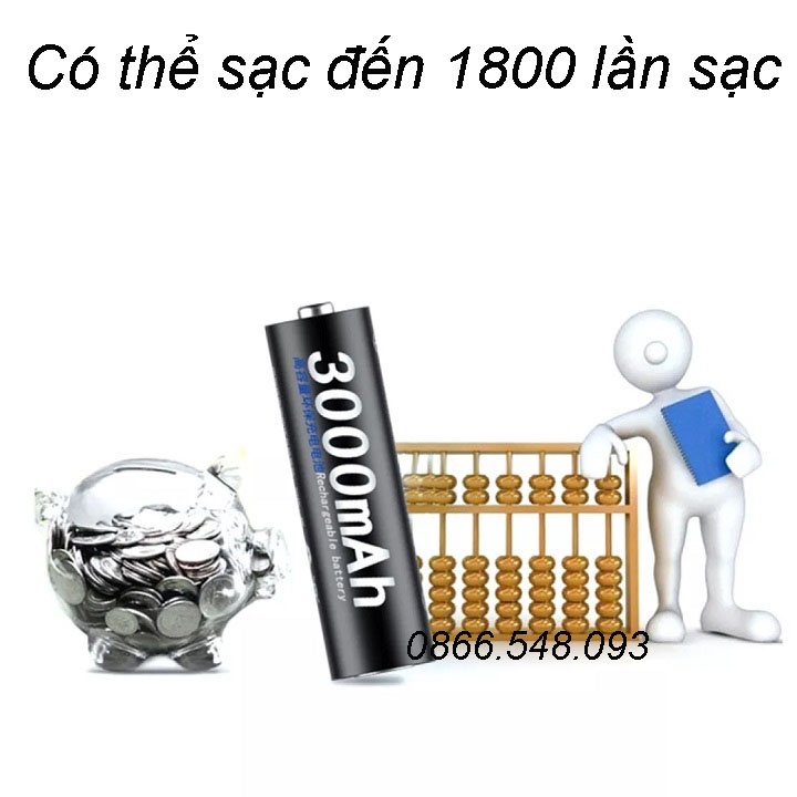 Bộ 4 viên pin tiểu sạc AA3000 mAh PALO dung lượng cao dùng hát MIC, đồ chơi...