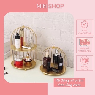 [ Hàng Xịn ]Kệ đựng mỹ phẩm bằng sắt chống rỉ hình lồng chim lạ mắt độc đáo- phù hợp decor