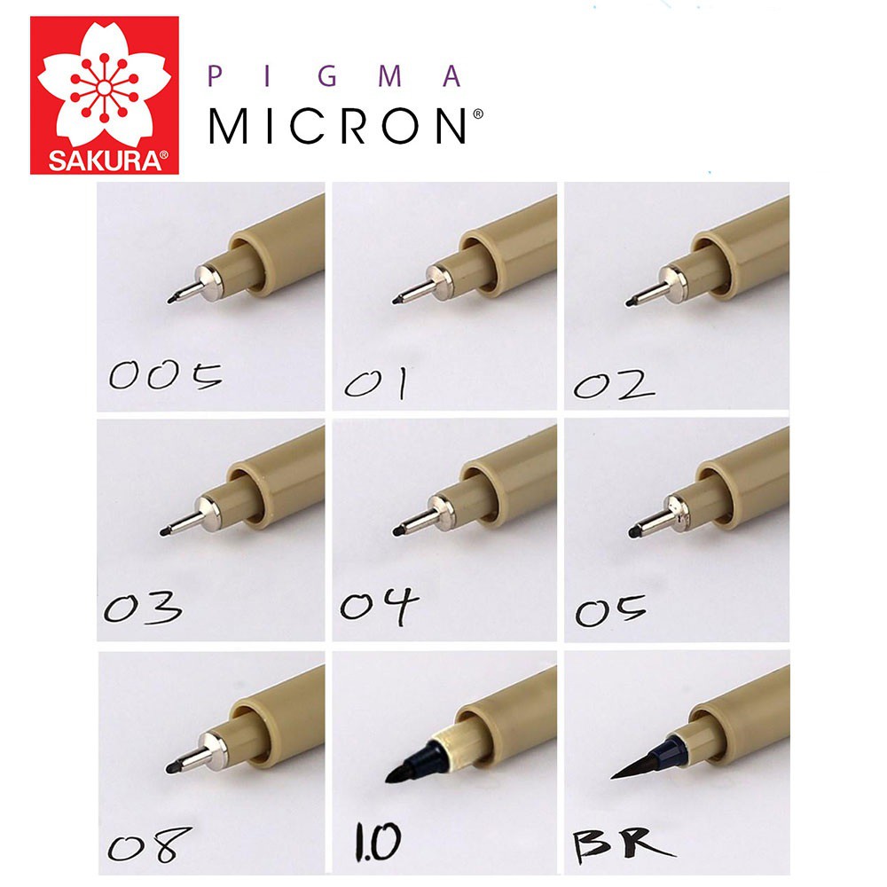 Bút line đi nét chuyên nghiệp SAKURA Pigma Micron màu Black 005, 01 , 02, 03 , 04 , 05 08