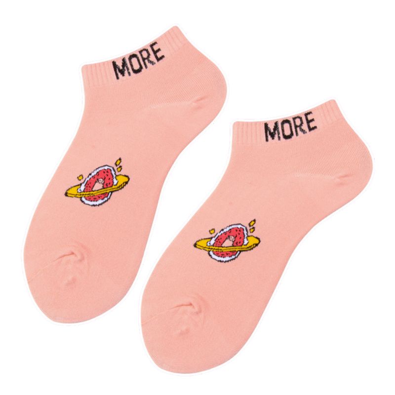 Vớ Thuyền Miệng Nông In Họa Tiết Hoạt Hình / Dâu Tây / Sữa Dễ Thương Cho Nữ