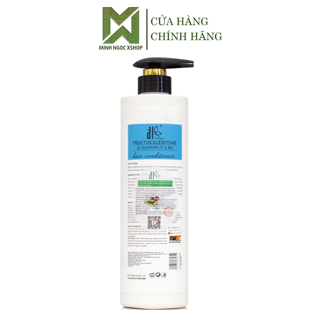 Dầu xả bưởi bồ kết ĐL ĐLE Grapefruit 850ML, dầu xả phục hồi chống rụng kích mọc tóc bưởi trắng