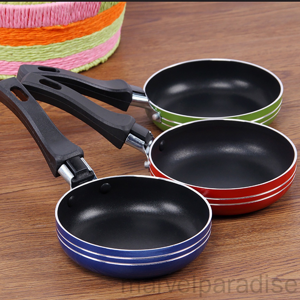 Chảo chiên mini bằng thép không gỉ dày dặn chống dính màu sắc ngẫu nhiên 12cm