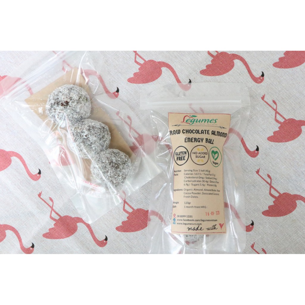 Viên bánh năng lượng Hạnh nhân và Chocolate đen - Raw Almond &amp; Chocolate Energy Ball