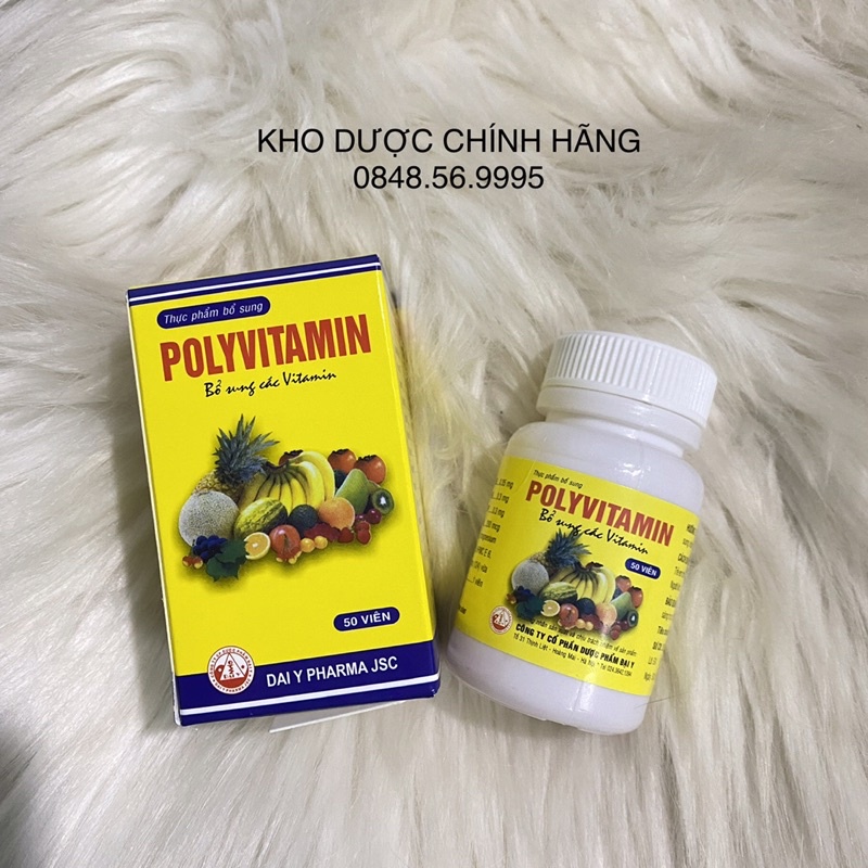 POLY VITAMIN  hộp 50 viên - Bổ sung các loại vitamin C - B1 - B2 - B5 - B6 - PP - A - D3