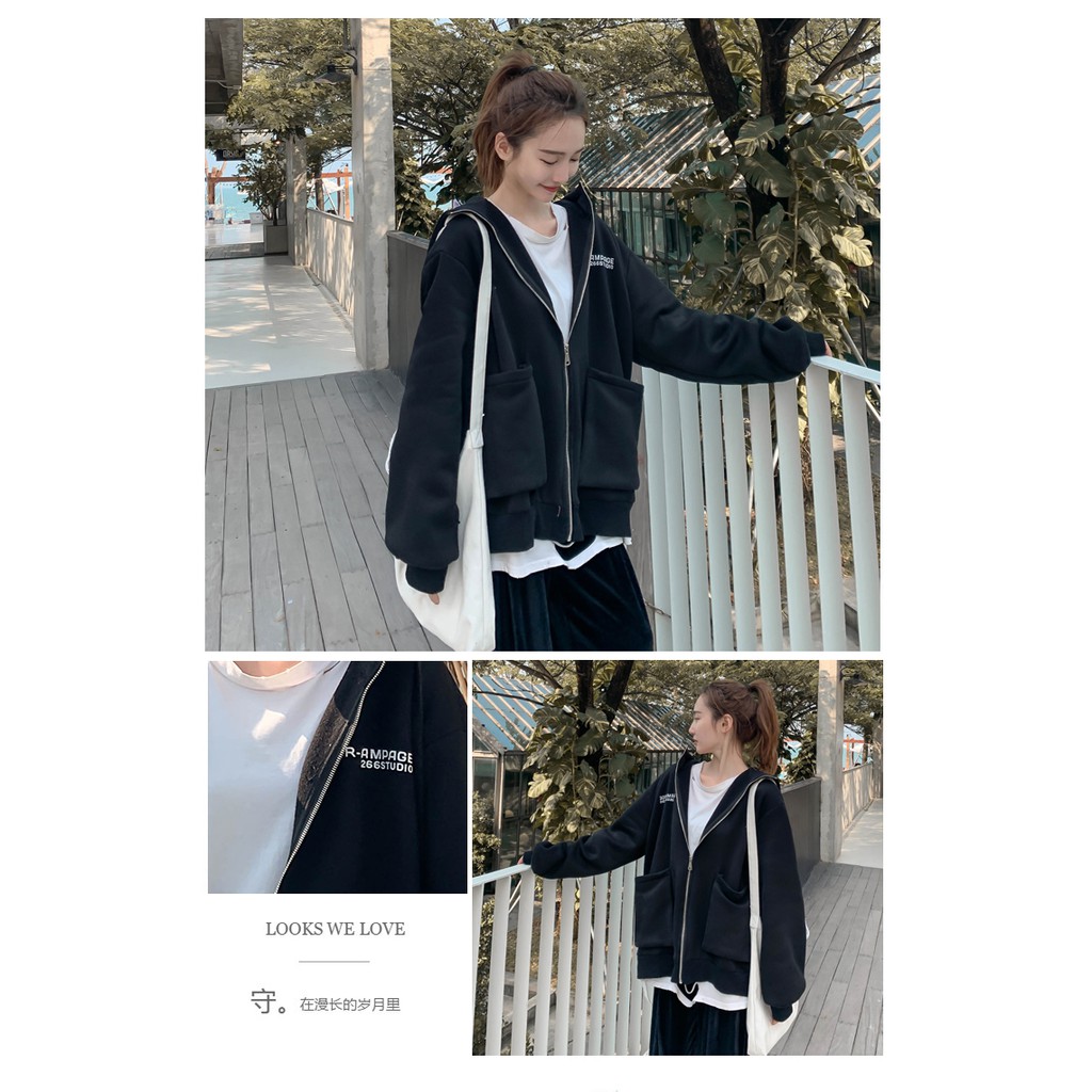 Áo Khoác Hoodie Form Rộng RAMPAGE Khóa Kéo Unisex Hot Trend - VIETCENTRE | BigBuy360 - bigbuy360.vn