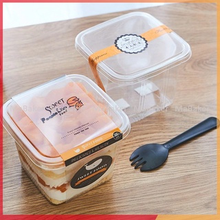Set 10,50 hộp mica vuông B10-8 đựng bánh mouse, đồ tráng miệng, tiramisu cao cấp, an toàn - MaBaker
