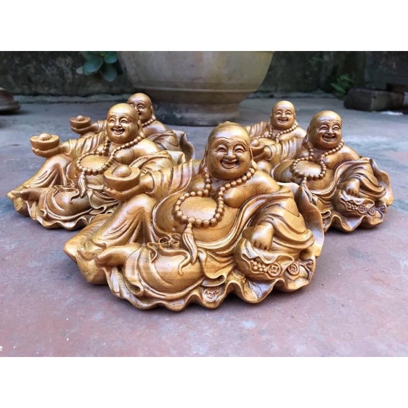 Mua1Tặng1 - Tượng Di Lặc,Trang trí xe ô tô, Bàn làm việc, KT : 15 x 10 x 10 cm (Gỗ BX, HL) - Tặng vòng đeo tay 40k