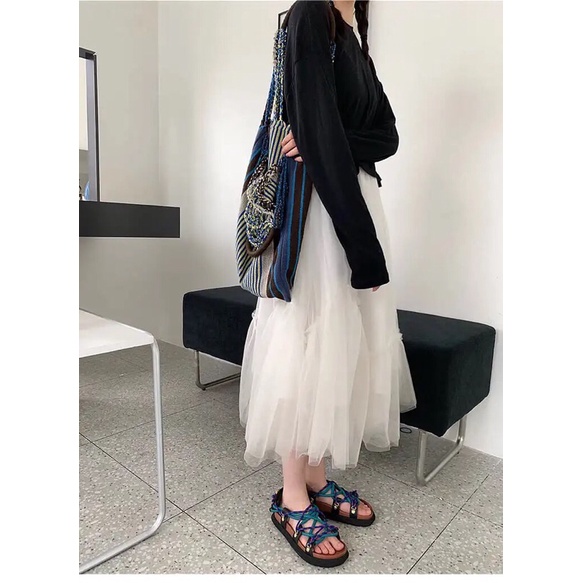 Dép Sandal Nữ Đế Dày Phối Dây Cho Nữ