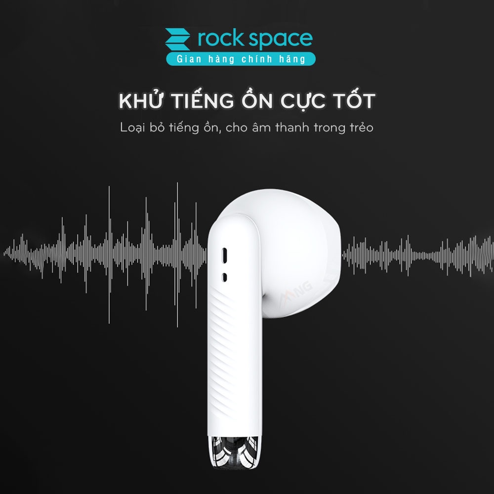 Tai nghe bluetooth không dây nhét tai TWS Rockspace EB300 có mic nghe nhạc liên tục 15h hàng chính hãng bảo hành 12 thán