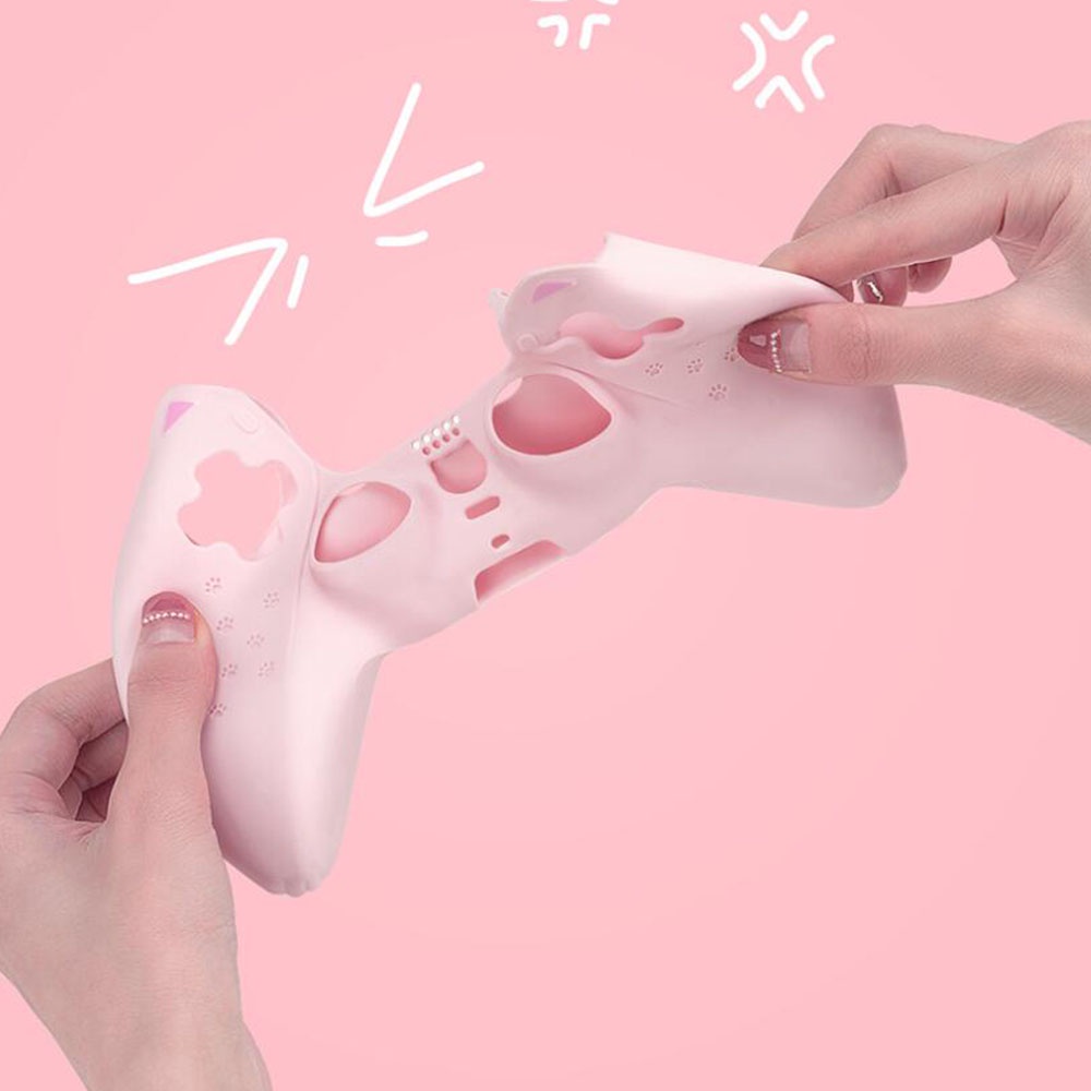 Vỏ Bọc Tay Cầm Chơi Game PS5 Bằng Silicon Mềm Hình Tai Mèo Dễ Thương