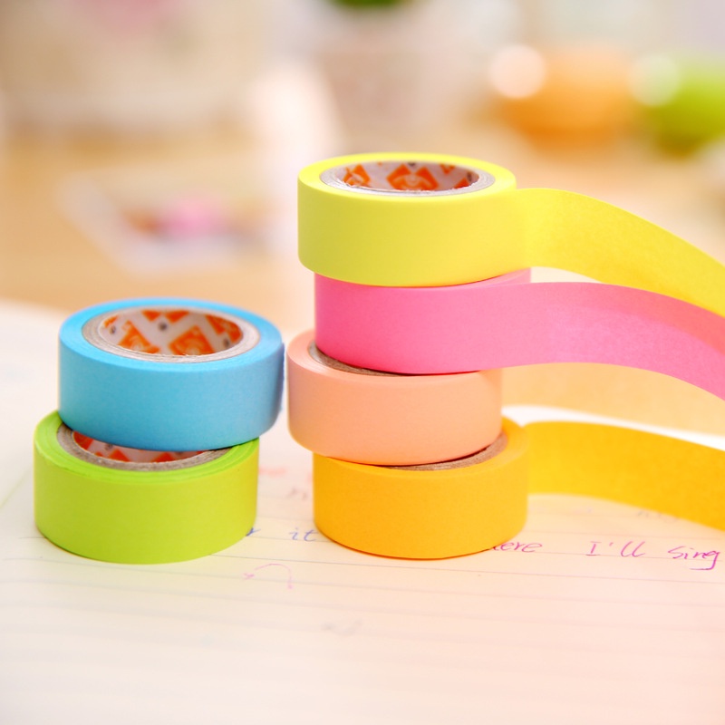 Set 6 Cuộn Washi Tape Cầu Vồng/ Băng dính washi tape trang trí nhiều màu đáng yêuDuashop