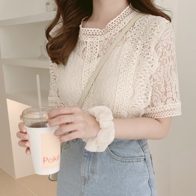 MS059 Áo ren cộc tay cổ tròn siêu xinh