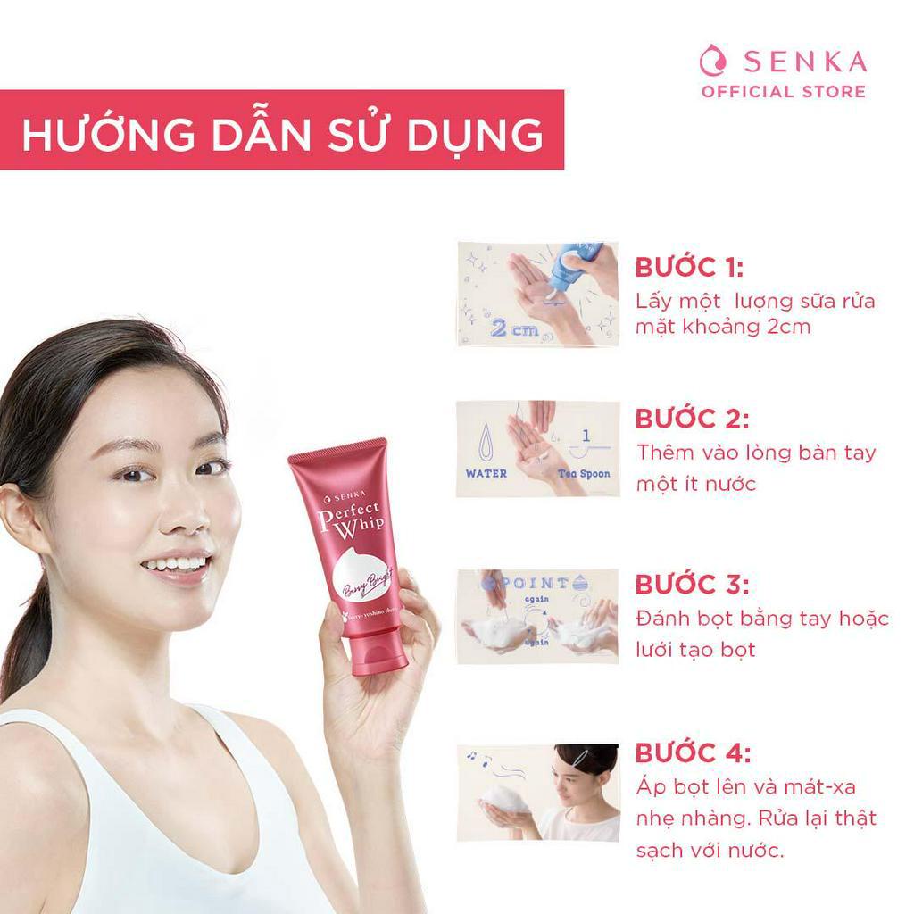 Sữa rửa mặt Sạch sâu Sáng hồng Senka Perfect Whip Berry Bright 100g