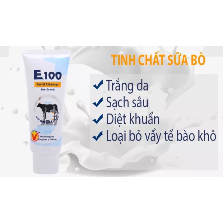 Sữa Rửa Mặt Bò E100 Tuýp 80ml, Trắng Mịn Cho Mọi Loại Da
