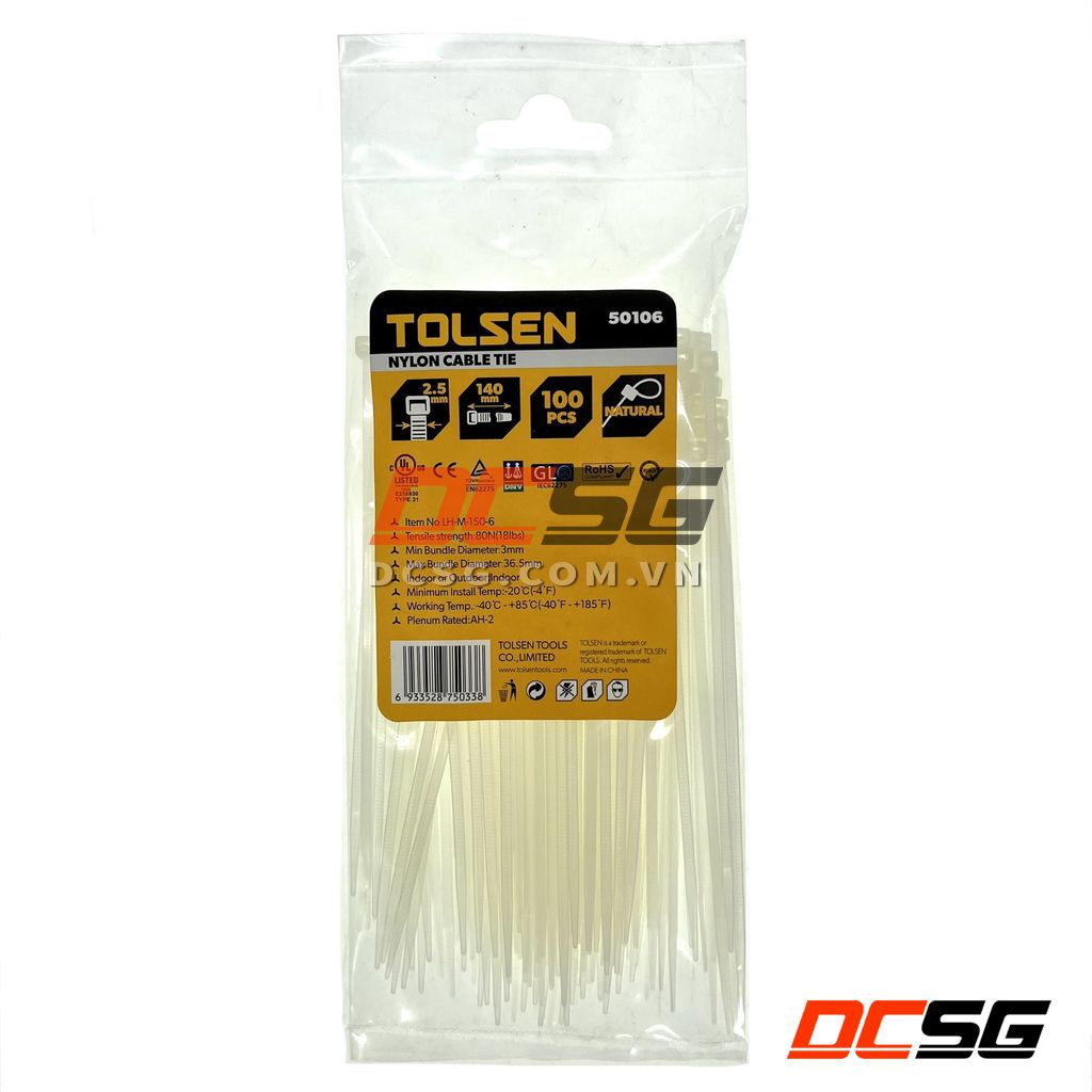 Dây rút nhựa 2.5x140mm 100pcs Tolsen  | DCSG