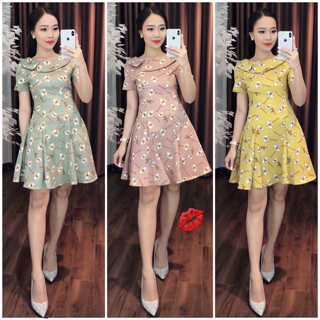 Đầm kaki thun hoa
