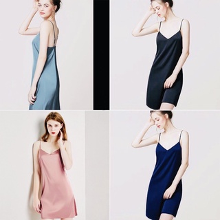 Váy 2 Dây Lụa Suông Trơn Cổ Tim - Đầm 2s hở lưng dáng ngắn, thiết kế, kiểu dáng basic Ulzzang