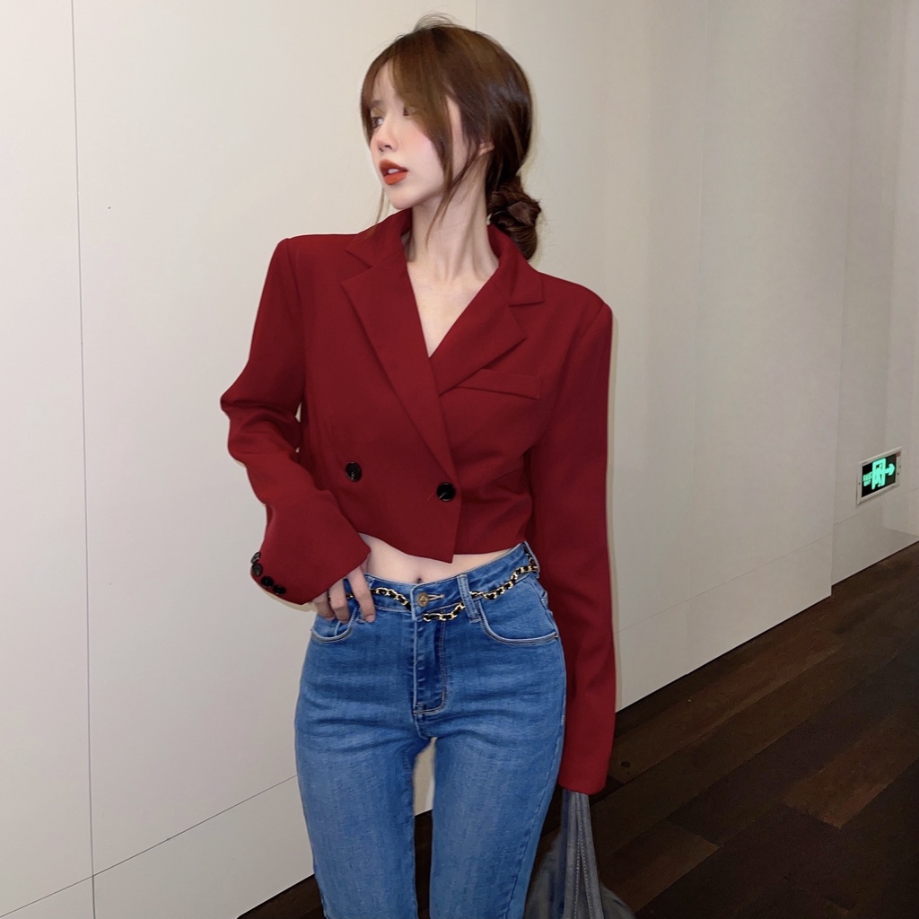 COZOK Áo Khoác Vest Dáng Rộng Cao Cấp Có Đệm Vai Thời Trang Mùa Thu Mới 2021 Cho Nữ