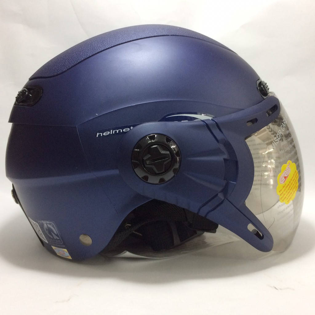 Mũ bảo hiểm nửa đầu có kính cao cấp - GRS A102K - Xanh nhám line xanh