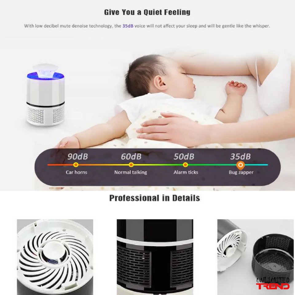 Đèn Bắt Muỗi Mosquito Killing Hình Trụ Sử Dụng Đèn LED An Toàn Cho Sức Khỏe, Nguồn USB