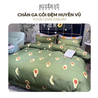 Bộ chăn ga gối poly 4 món vỏ chăn ga gối màu xanh-chăn ga gối đệm huyền vũ