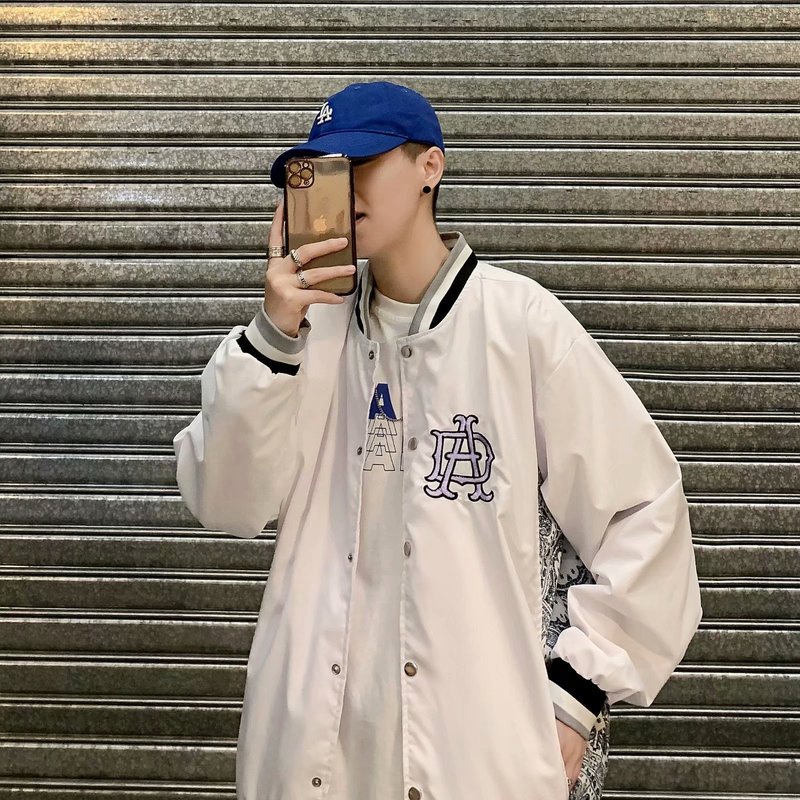Áo khoác ngoài bomber nam,Áo bóng chày nam jacket form rộng phối họa tiết bên hông thêu chữ thời trang ulzzang hàn quốc