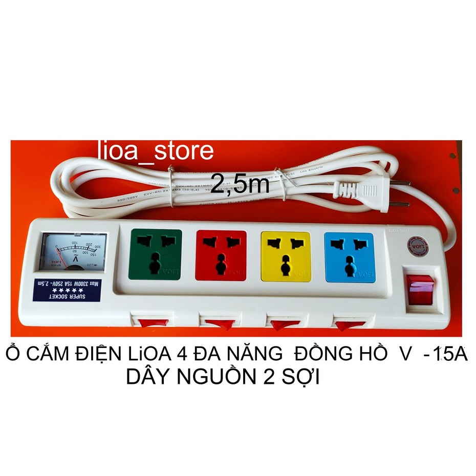 Ổ CẮM LiOA 4 ĐA NĂNG -CÔNG SUẤT LỚN CÓ ĐỒNG HỒ W .