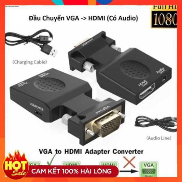 [Mã ELHACE giảm 4% đơn 300K] [Chính Hãng] Bộ Đầu chuyển đổi tín hiệu cáp Vga sang hdmi có âm thanh