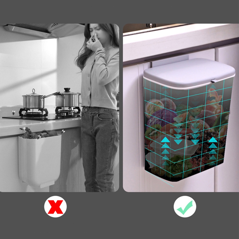 Thùng Đựng Rác 7 / 9L Có Nắp Đậy Gắn Tường Nhà Bếp / Phòng Tắm