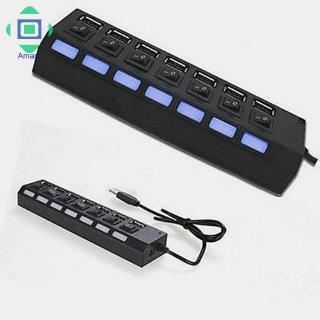 Hub 7 cổng USB 2.0 3.0 có nút + dây cáp tốc độ cao