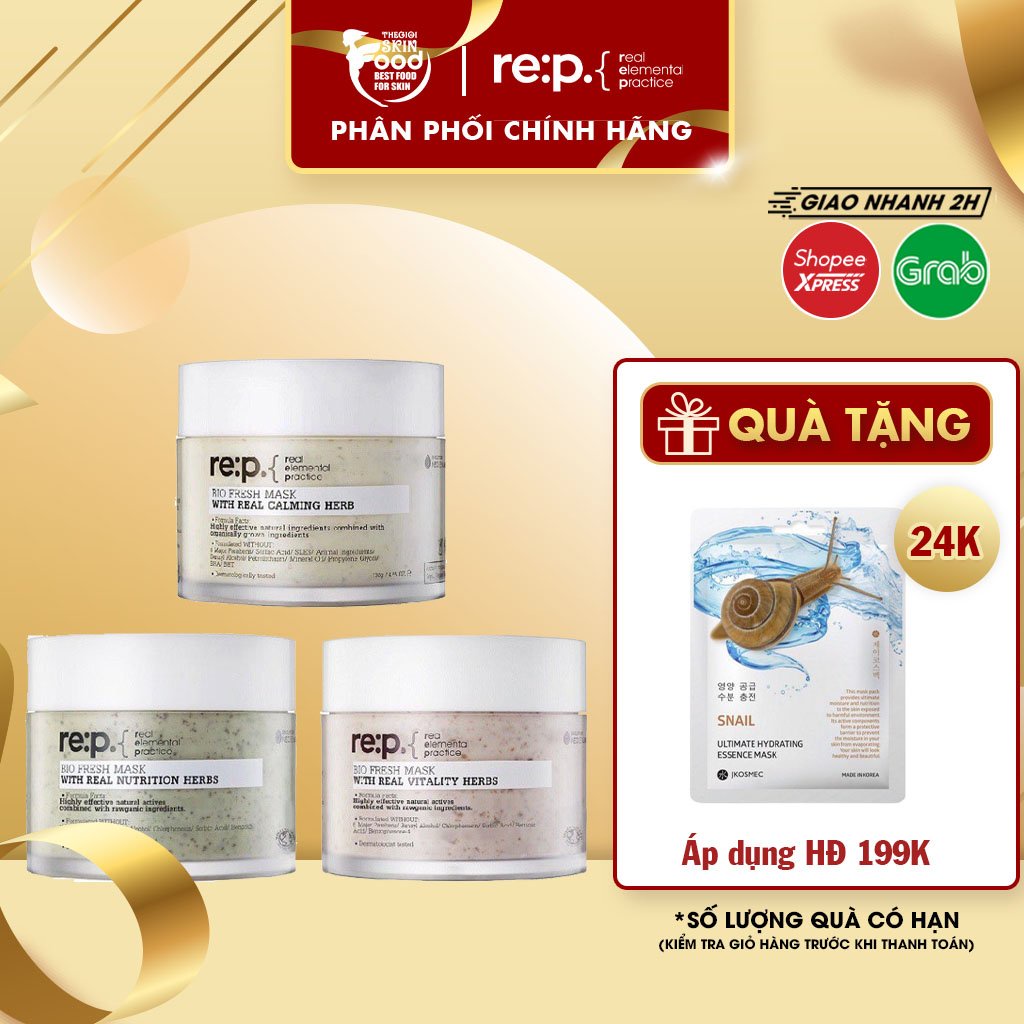 Mặt Nạ Đất Sét Hoa Cúc Giảm Mụn Đầu Đen, Thu Nhỏ Lỗ Chân Lông Re:p Bio Fresh Mask With Real Herbs 130g