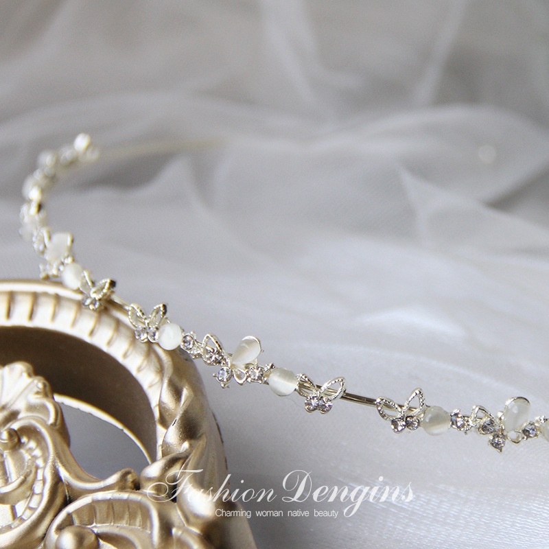 Băng Đô Hợp Kim Đính Đá Mắt Mèo Thời Trang Hàn Quốc