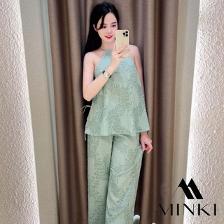 Set ren cao cấp quần dài hở lưng cách điệu - chất liệu ren cao cấp - màu xanh thiết kế đẹp