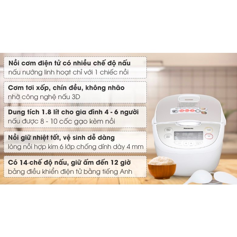 SR-CP188NRA - Nồi cơm điện tử Panasonic 1.8 lít SR-CP188NRA- Hàng chính hãng - Smart House