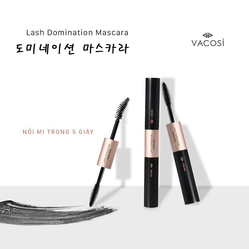 [Hàng chính hãng] Mascara 2in1 làm dài và cong mi Vacosi Natural Lash Domination Pro 10g