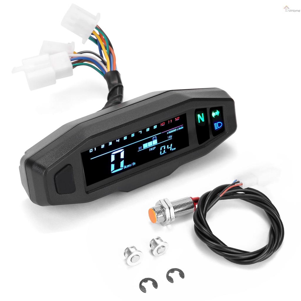Đồng Hồ Đo Tốc Độ Kỹ Thuật Số Màn Hình Lcd Mini Chuyên Dụng Cho Xe Mô Tô