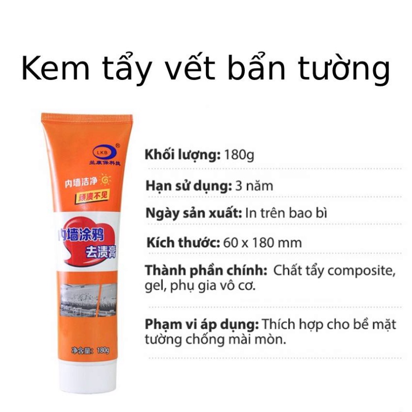 Kem tẩy xoá vết bẩn trên tường 180g Kem Tẩy Bút Sáp Màu Vẽ Tường ILY