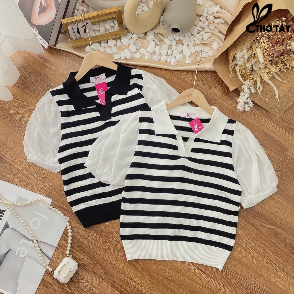 Áo kiểu len phối tay phồng THỎ TÂY A179C209