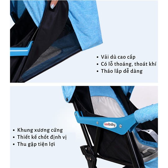 Xe đẩy lưới thoáng Seebaby QQ2 du lịch siêu nhẹ chỉ 3.9kg