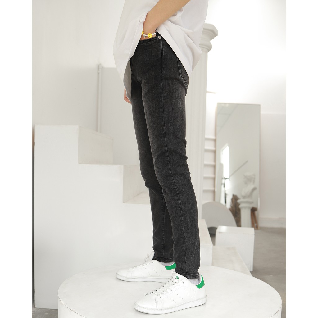 Quần Skinny Jeans Nam-Màu Xám Đen-Kiểu Trơn-Chất Liệu Cotton Co Giãn-Ống Đứng Dáng-Ống Ôm Chân Chuẩn Skinny | BigBuy360 - bigbuy360.vn