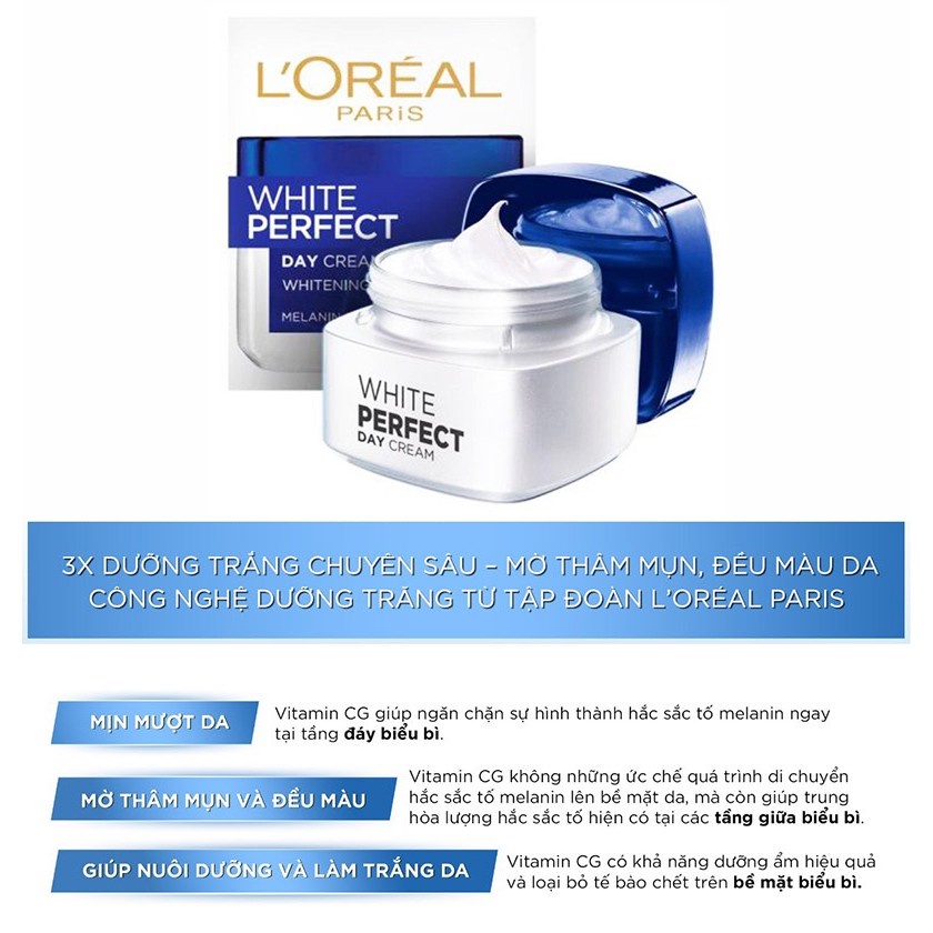 Kem Dưỡng Trắng Ban Ngày Loreal Paris White Perfect SPF 17 PA++ 50ml