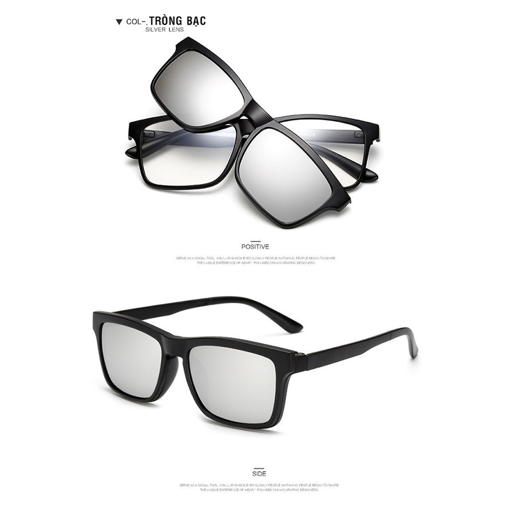 BỘ KÍNH THỜI TRANG 5IN1 HÍT NAM CHÂM TẶNG KÈM TÚI DA ĐỰNG KÍNH NHIỀU NGĂN