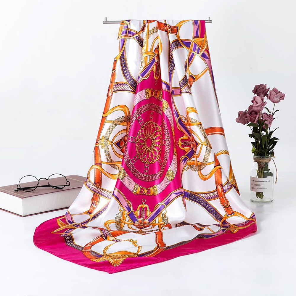 Khăn Choàng Lụa Satin Hình Vuông 90cm(35.4inch) Thoáng Khí Thời Trang WJ1001-15