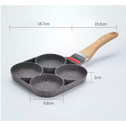 Chảo đá chiên trứng ốp la làm bánh 4 ngăn 4 lỗ chống dính mini Chiên Chứng, Dán Bánh, Dùng Được Cho Bếp Từ