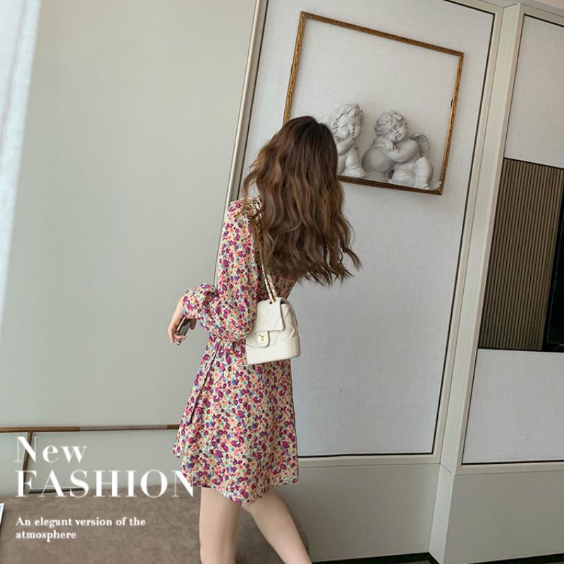 Đầm chiffon IELGY dài tay in hoa kiểu Pháp xinh xắn dễ thương cho nữ